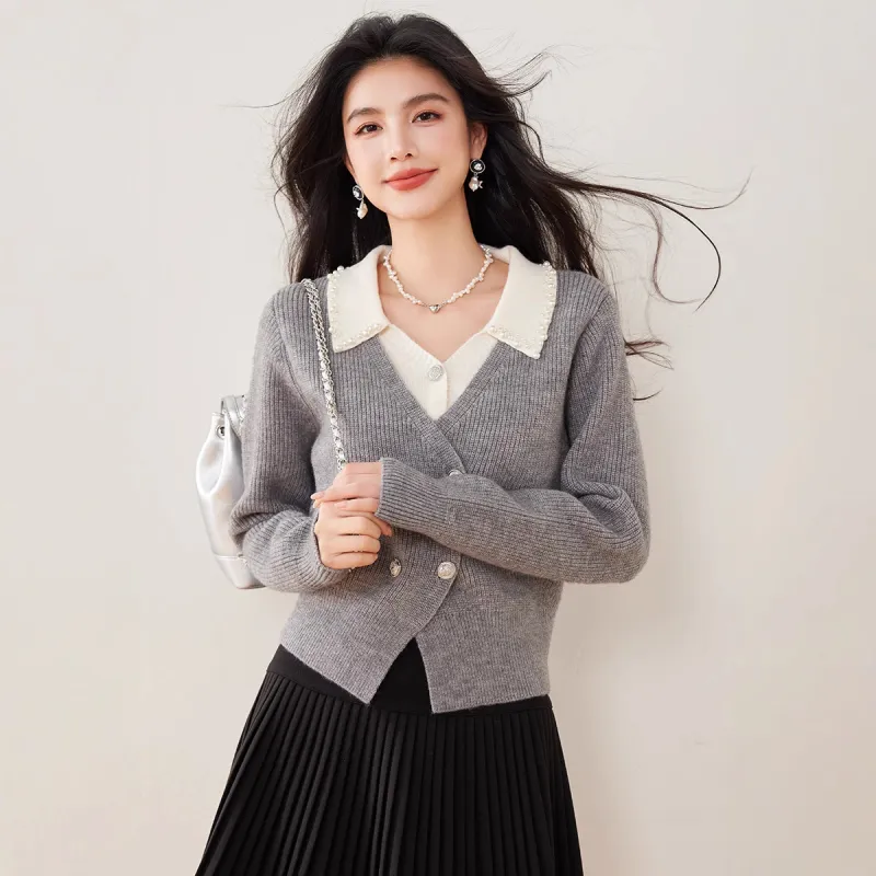 Alxnan Knitwear Women's Gray/Pink/Red-2