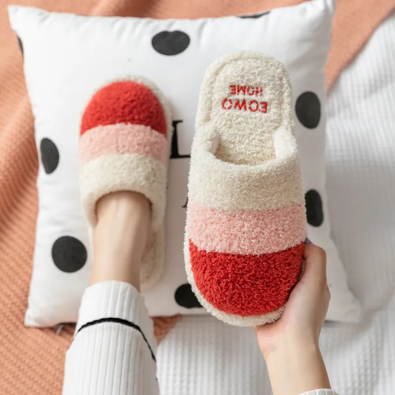 Ming Sheng Indoor Home Use Cute Platform Slip Resistant Fuzzy Slippers-4