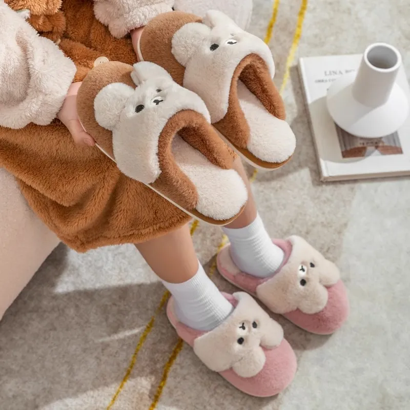 Ming Sheng Plush Home Korean Style Closed Toe Postpartum Indoor Slippers-2