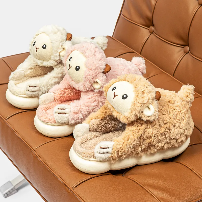 Ming Sheng Squashy And Bouncy Feeling Fuzzy Velvet Platform Cotton Slipper, Home Slippers-2