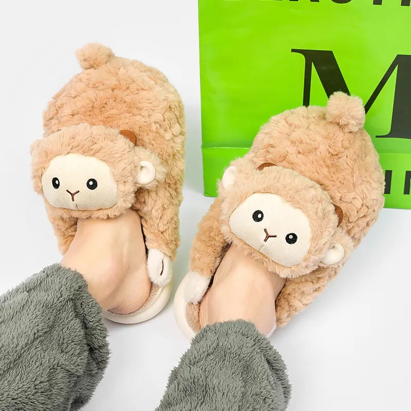 Ming Sheng Squashy And Bouncy Feeling Fuzzy Velvet Platform Cotton Slipper, Home Slippers-4