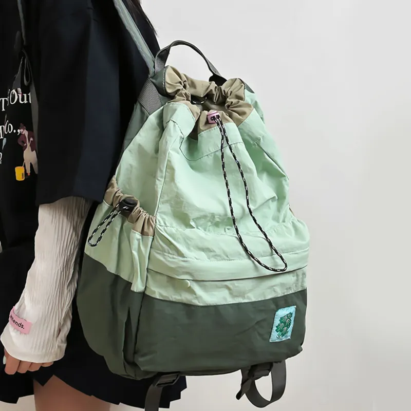 LEXI Nylon Backpack Tubas Unisex Ecru/Green-4