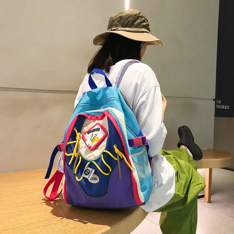 LEXI Nylon Backpack Unisex White/Purple-4