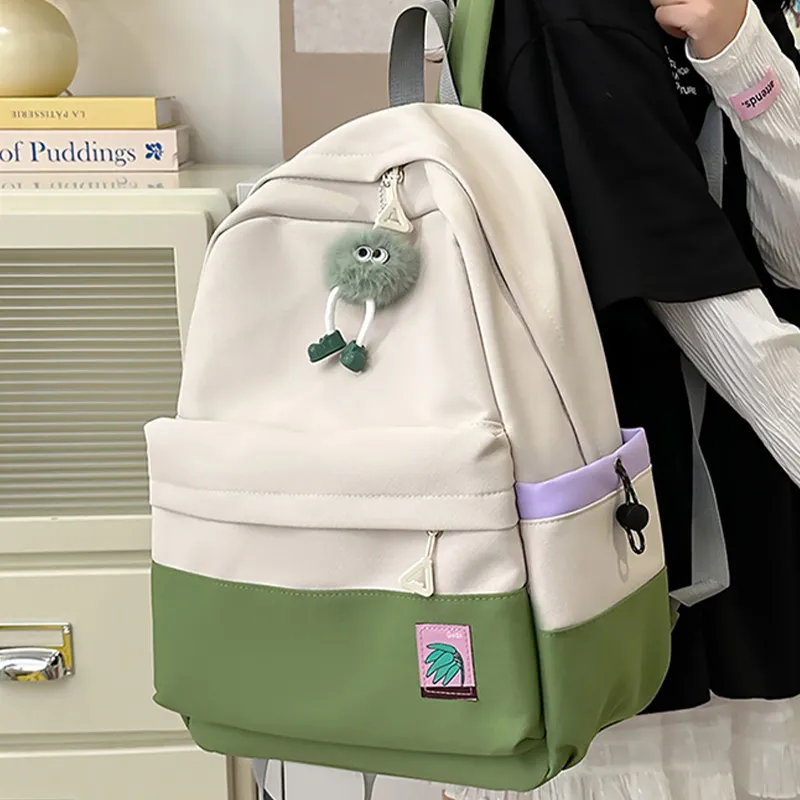 LEXI Nylon Backpack Unisex Green/Ecru-4
