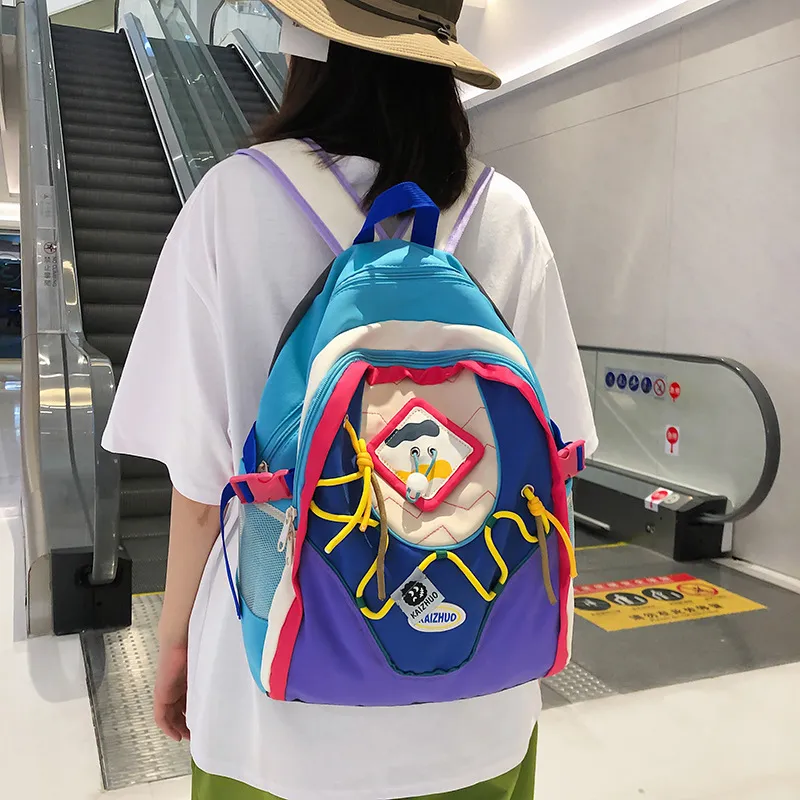 LEXI Nylon Backpack Unisex White/Purple-5