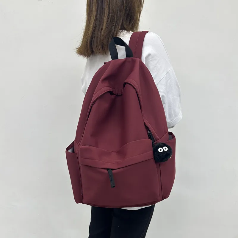 LEXI Oxford Japanese Style Solid Color Large Capacity Backpack Unisex Multicolor-1