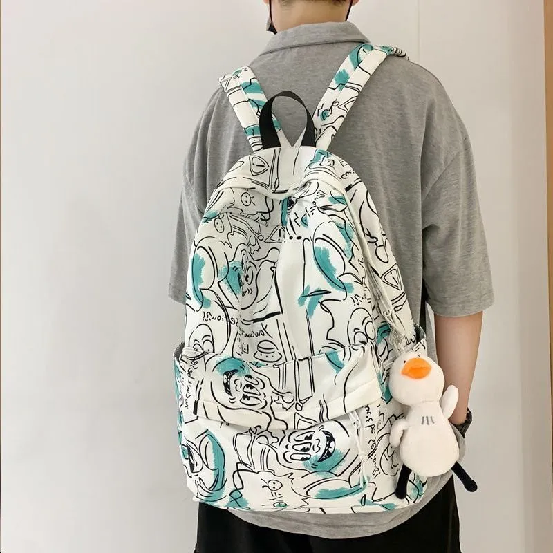 LEXI Nylon Backpacks Regular Unisex Gray/White-7