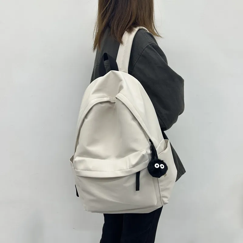 LEXI Oxford Japanese Style Solid Color Large Capacity Backpack Unisex Multicolor-4