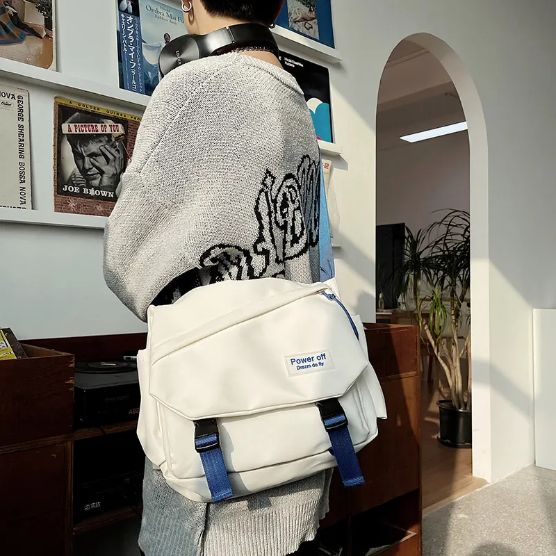 LEXI Nylon Crossbody Bag Shoulder Bag Unisex Black/White/Blue-3