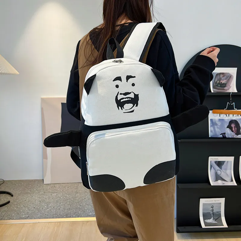 LEXI Fabric Backpack Unisex Black White-1