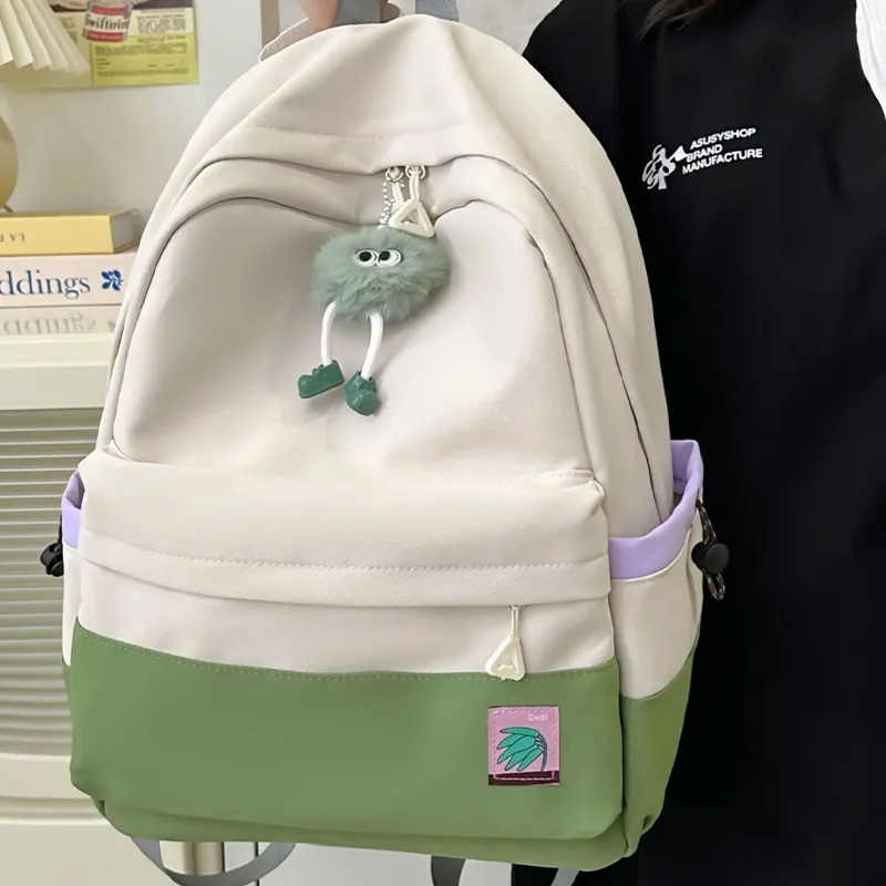 LEXI Nylon Backpack Unisex Green/Ecru-6