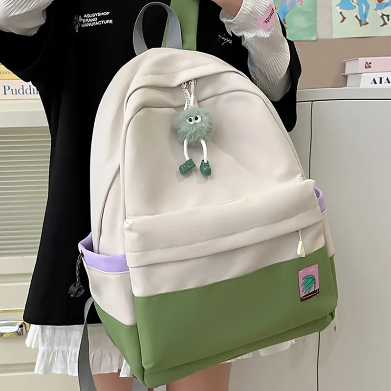 LEXI Nylon Backpack Unisex Green/Ecru-5