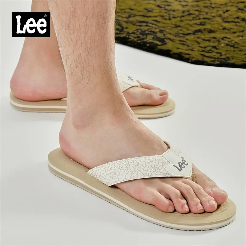 Lee EVA Rubber Sole Stitching Graffiti Odor Resistant Abrasion Resistant Slip Resistant Quick Dry Flip Flops Men's Red-12