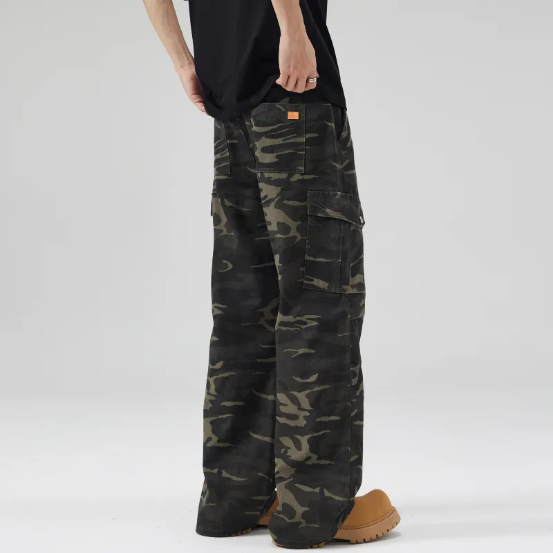 Jeep Casual Pants Unisex Camouflage Black-4