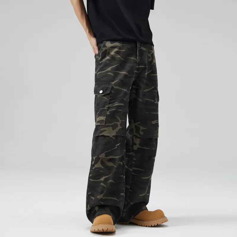 Jeep Casual Pants Unisex Camouflage Black-3