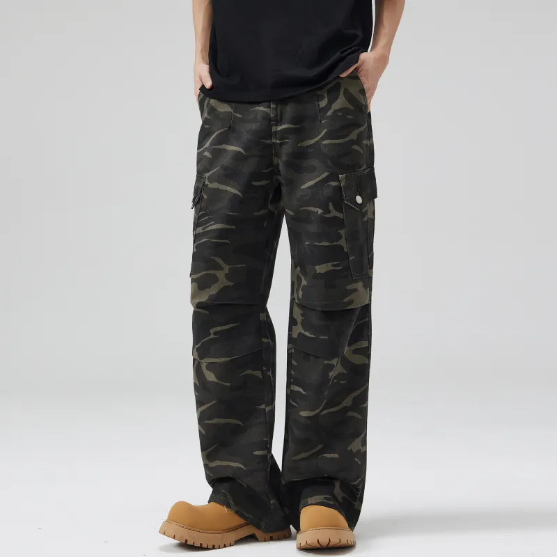Jeep Casual Pants Unisex Camouflage Black-2