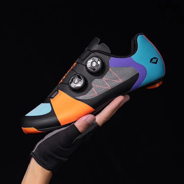 SANTIC Cycling Shoes Men Low-Top Blue/Orange/Gray-4