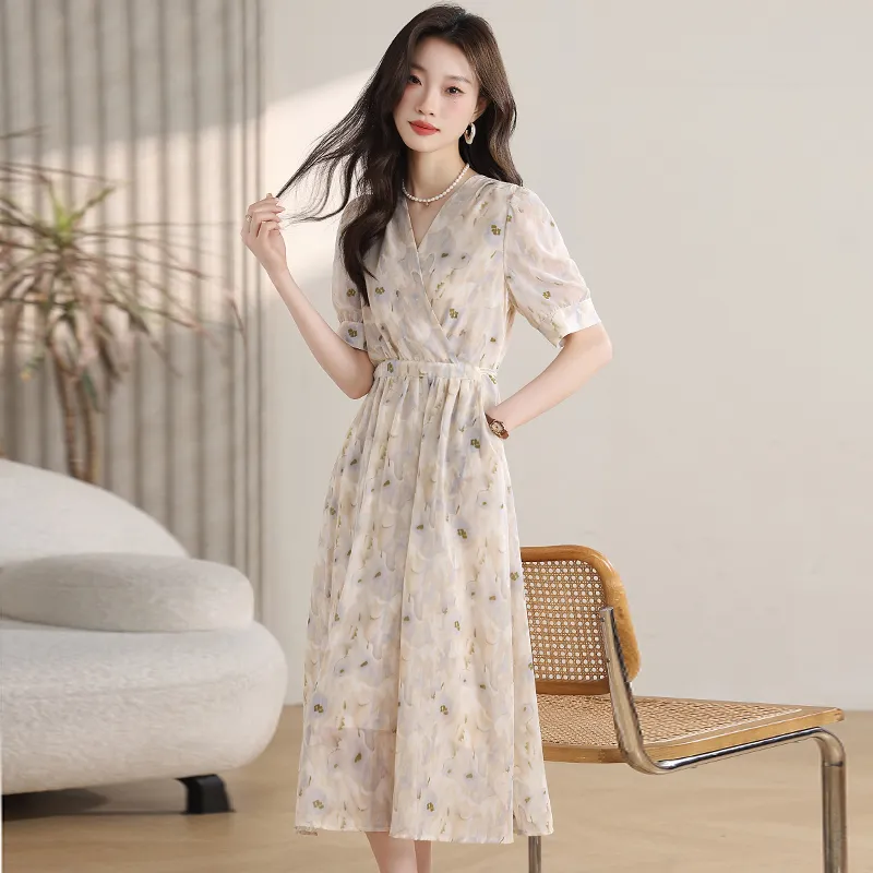 TIBINB Short Sleeved Dresses Women's Multicolor-2