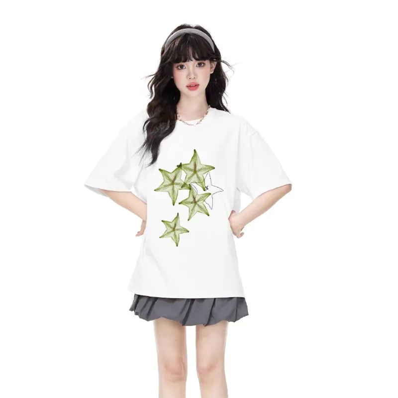TIBINB T Shirts Women's White-3