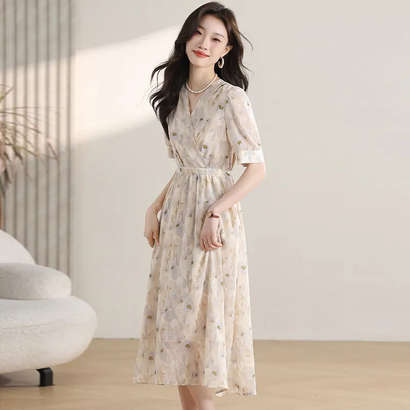 TIBINB Short Sleeved Dresses Women's Multicolor-4