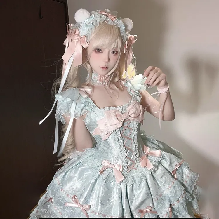 TIBINB Lolita Dresses Women's Green-1