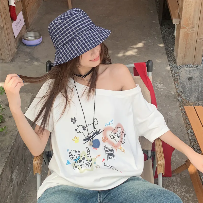 TIBINB Regular T Shirt Women's White-6