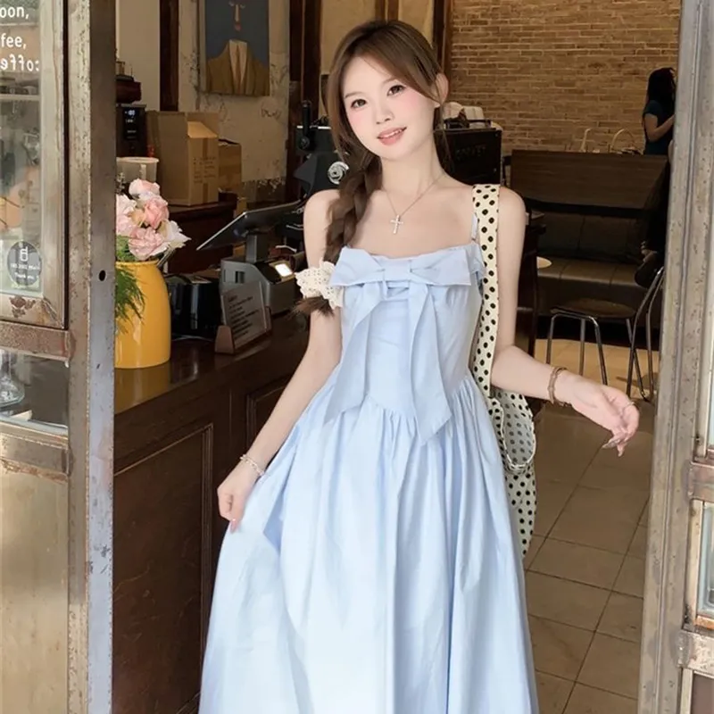 TIBINB Slip Dresses Women's Blue-3