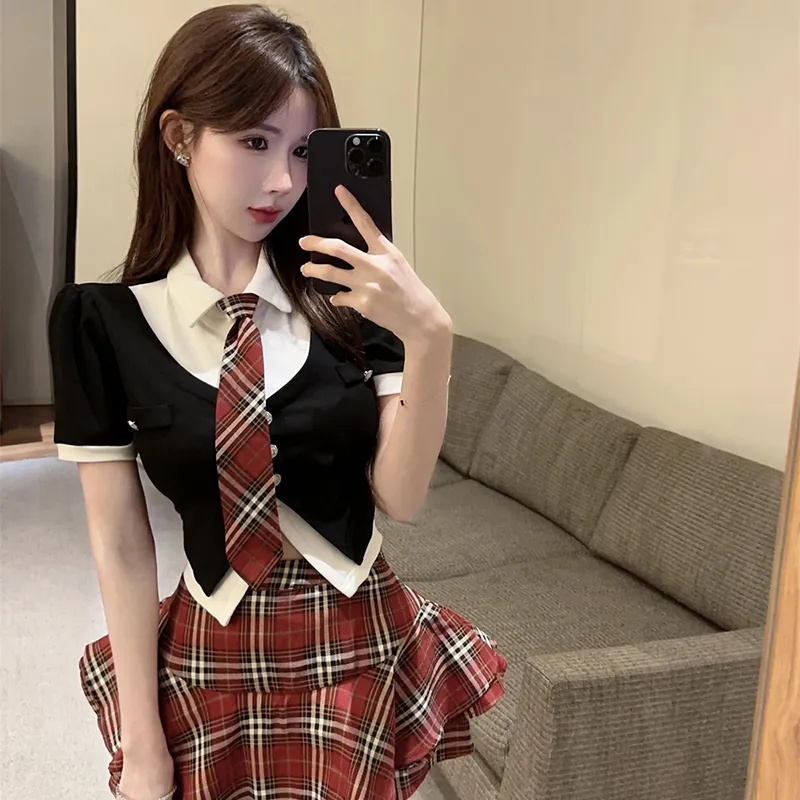 TIBINB Two Piece Skirt Sets Women's-4