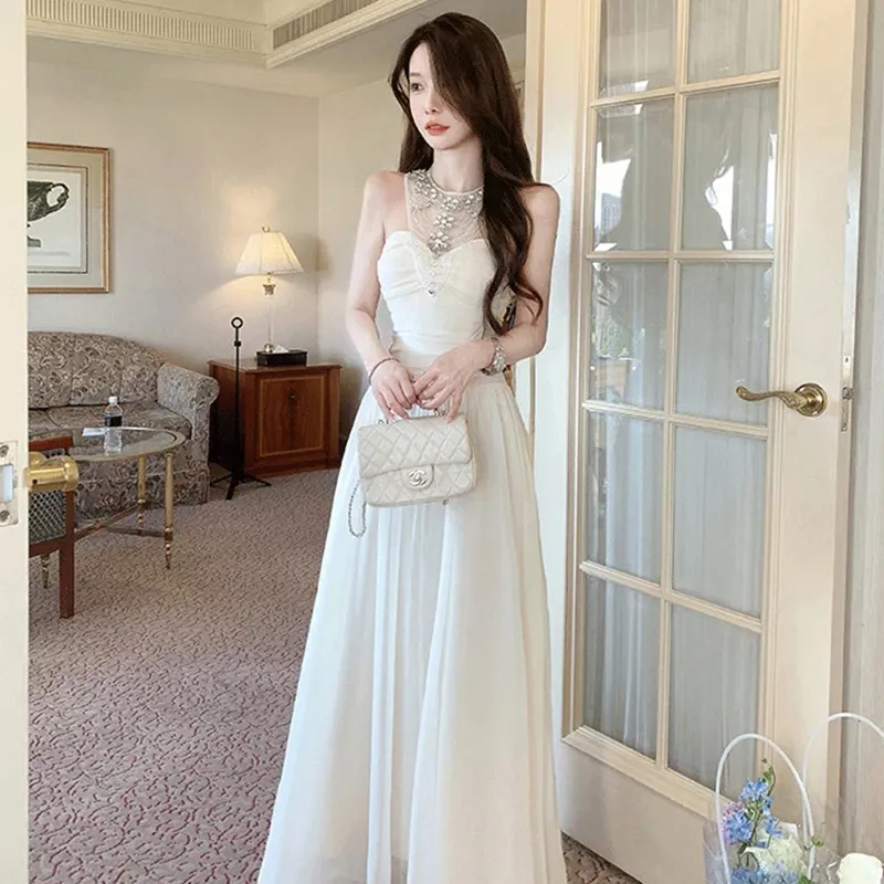 TIBINB Slip Dresses Women's White Dress-2