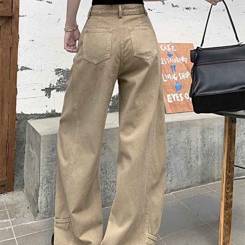 TIBINB Jeans Women's Khaki-4