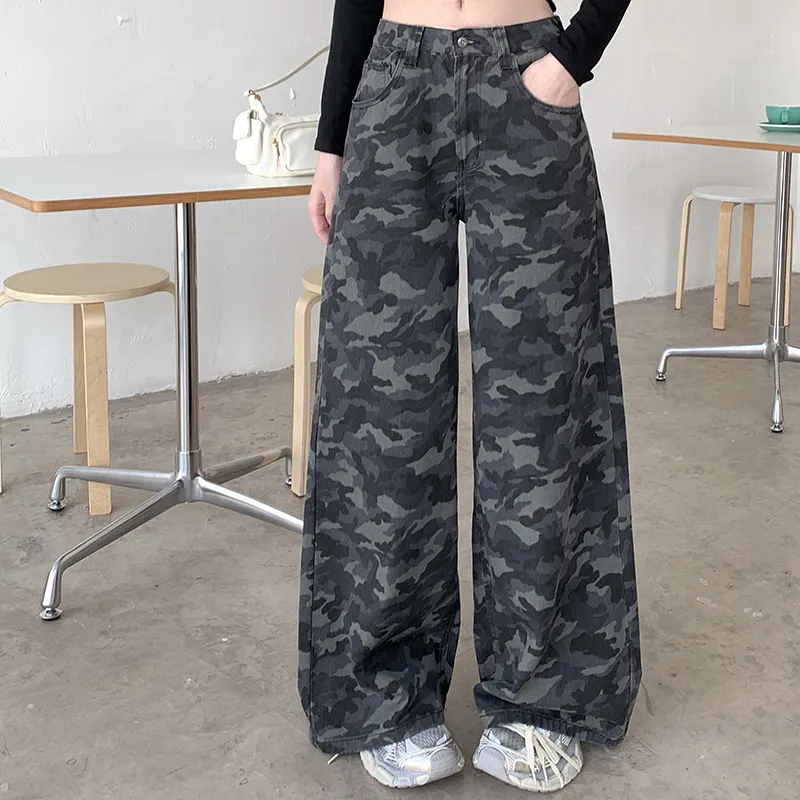 TIBINB Jeans Women's Camouflage-3