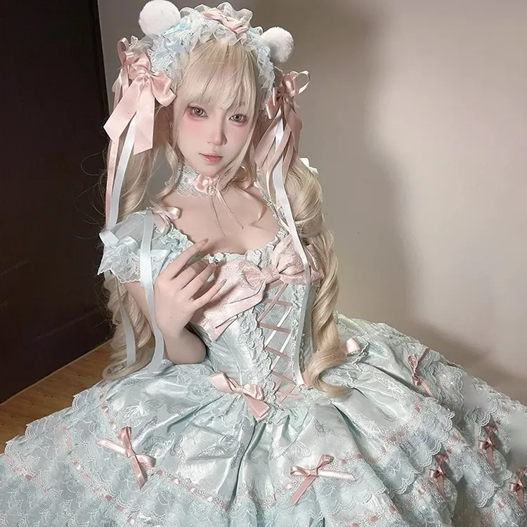 TIBINB Lolita Dresses Women's Green-2