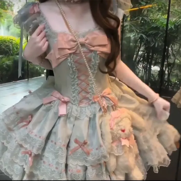 TIBINB Lolita Dresses Women's Green-6