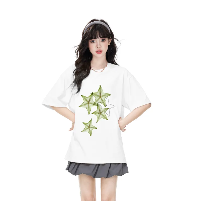 TIBINB T Shirts Women's White-5