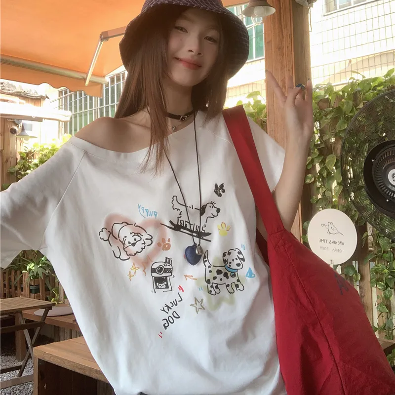 TIBINB Regular T Shirt Women's White-5