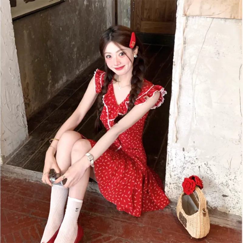 TIBINB Short Sleeved Dress Women's-5
