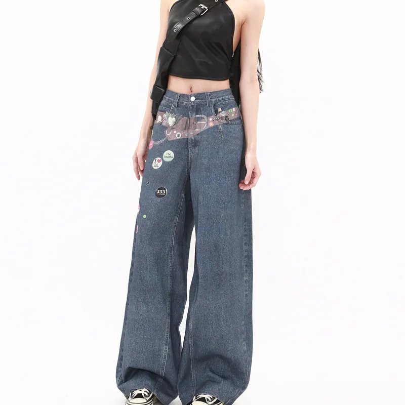 TIBINB Jeans Women's Blue-3