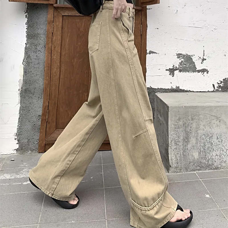 TIBINB Jeans Women's Khaki-5