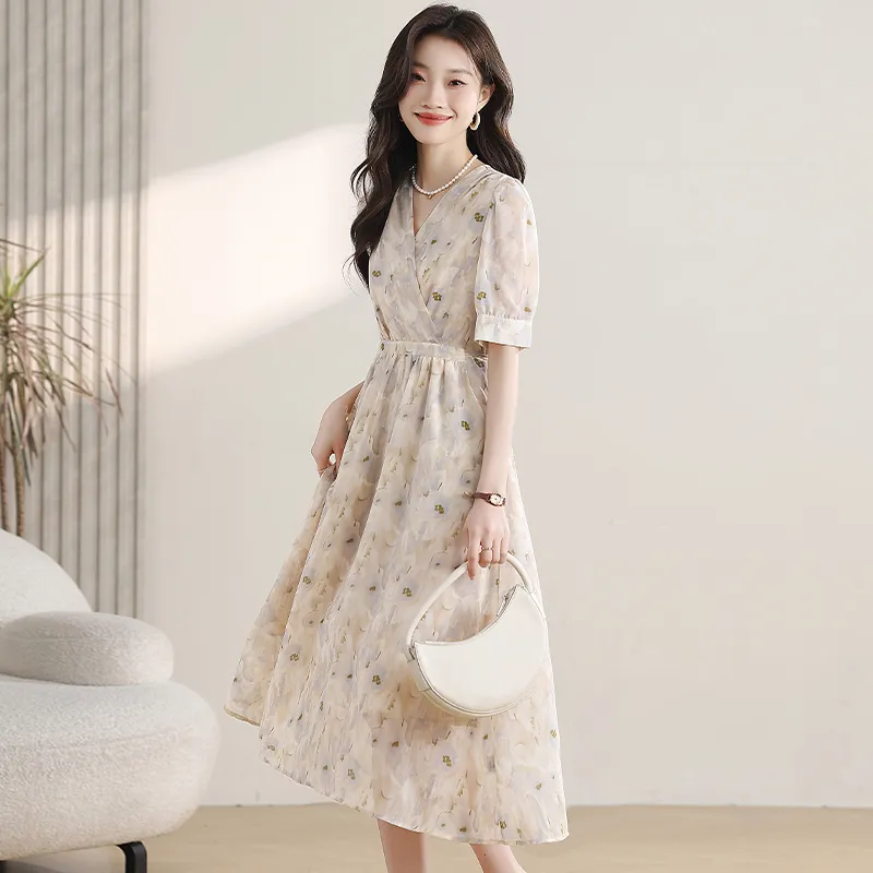 TIBINB Short Sleeved Dresses Women's Multicolor-3