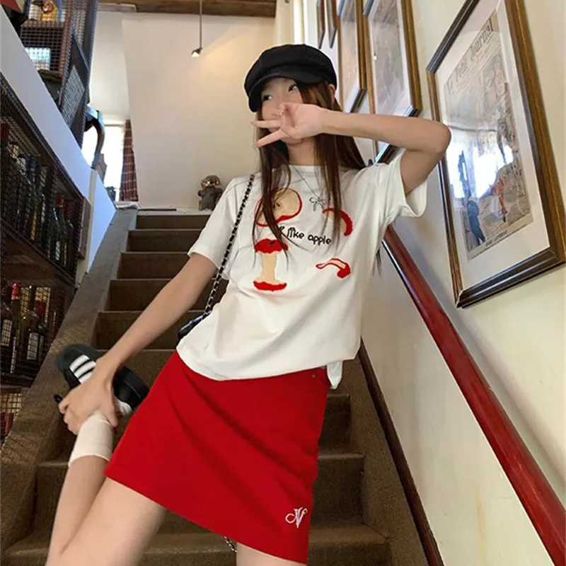 TIBINB Regular T Shirt Women's White-4