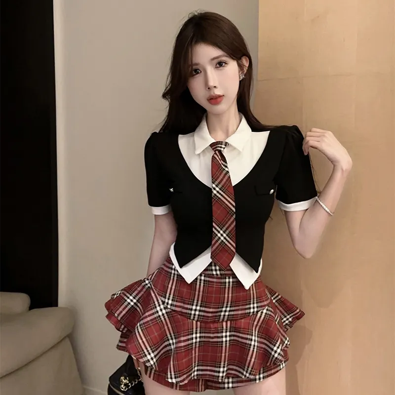 TIBINB Two Piece Skirt Sets Women's-2