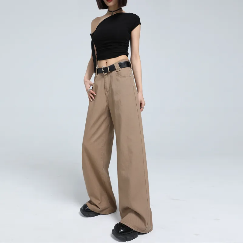 TIBINB Jeans Women's Latte Brown-4