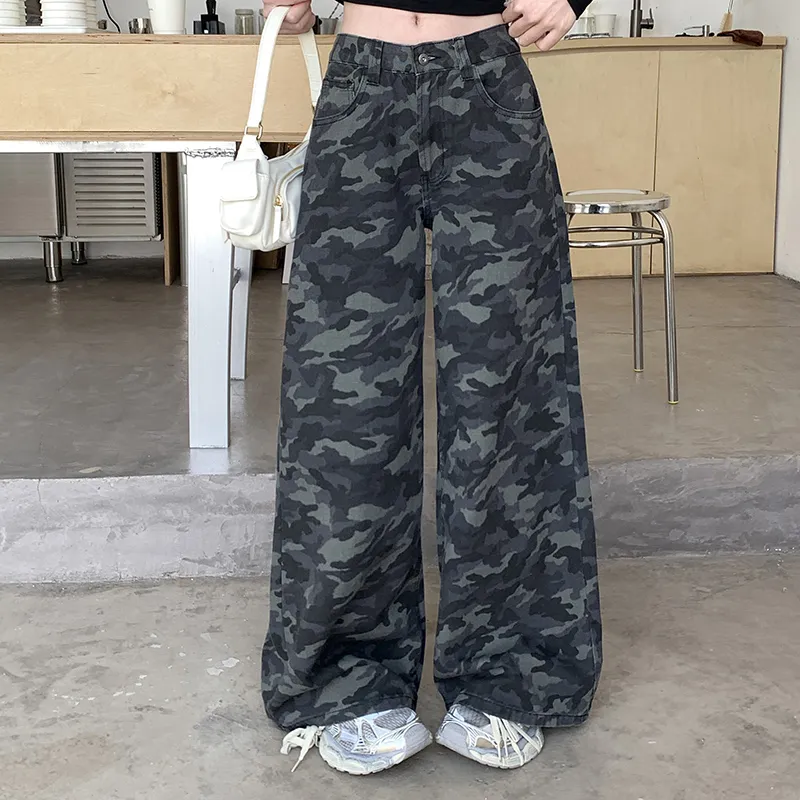 TIBINB Jeans Women's Camouflage-4