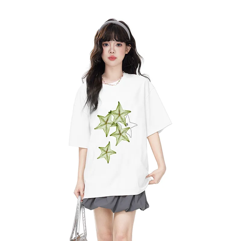 TIBINB T Shirts Women's White-4