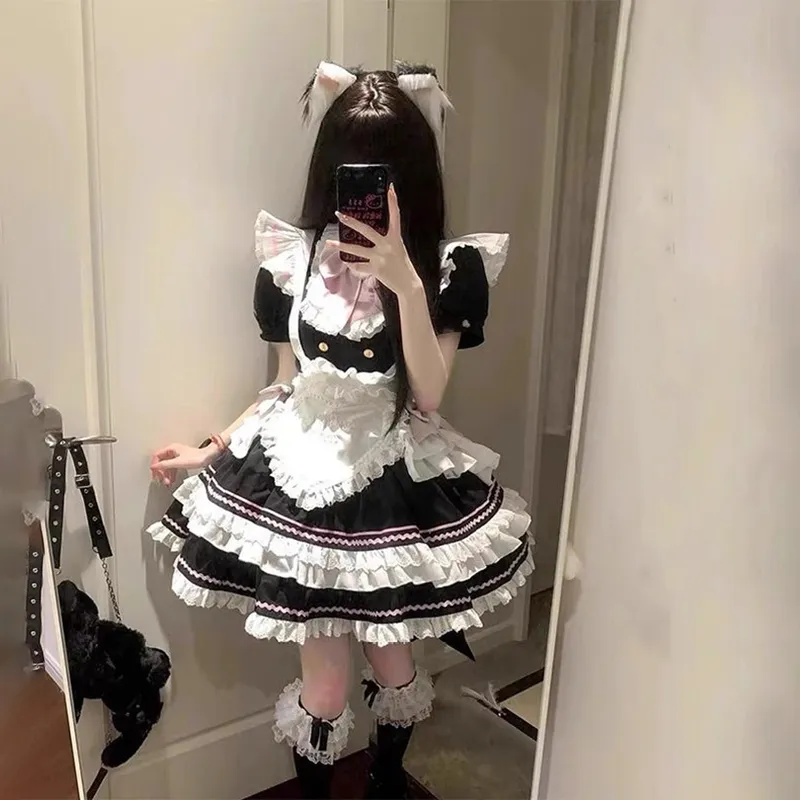 TIBINB Lolita Dresses Women's Black/White-3