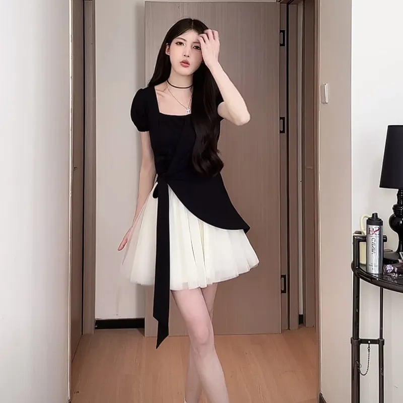 TIBINB Short Sleeved Dress Women's-4
