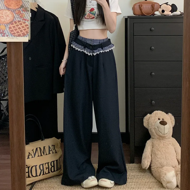 TIBINB Casual Pants Women's Navy Blue-4