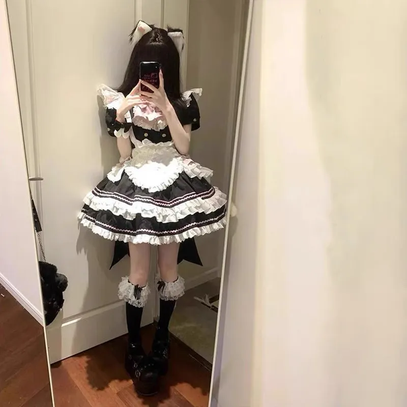 TIBINB Lolita Dresses Women's Black/White-2