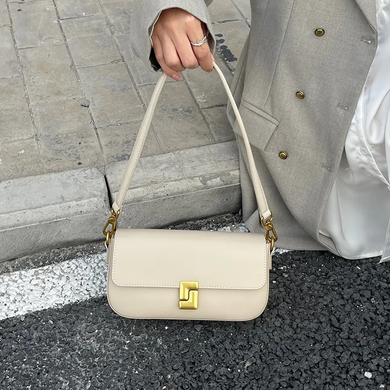 Kevin Cohen Cow Leather With Synthetic Leather Underarm Crossbody Bag, Shoulder Bag Regular Women's Milkshake White-3
