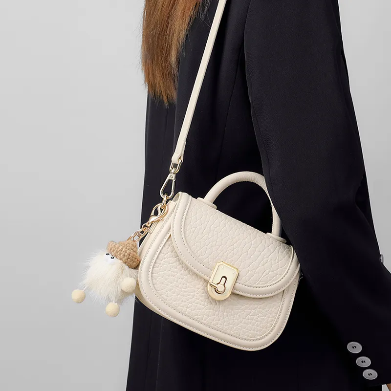 Kevin Cohen Cow Leather With Synthetic Leather Crossbody Bag, Shoulder Bag, Handbag Regular Women's Ecru-3